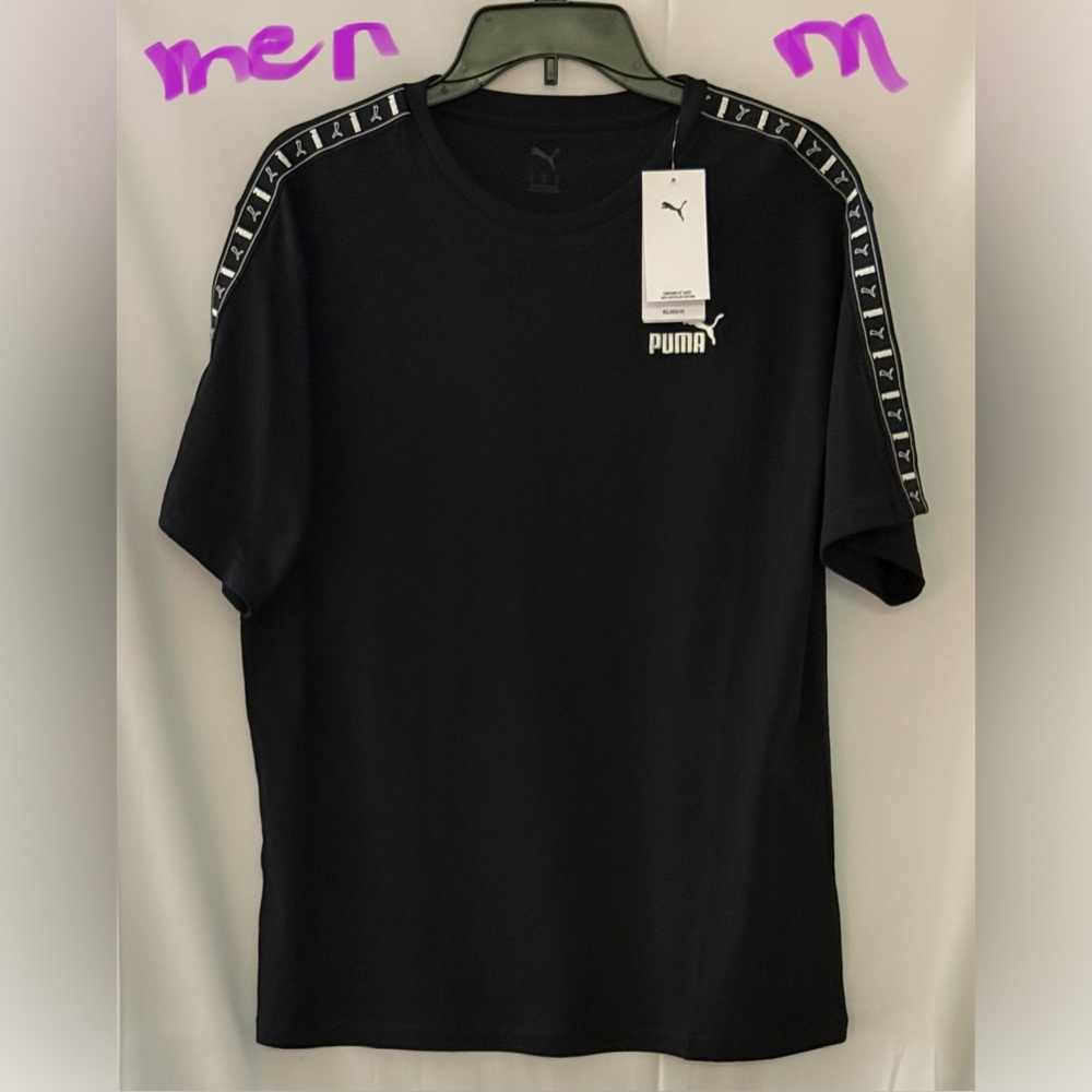 PUMA Men's Black Tee with Logo Accents